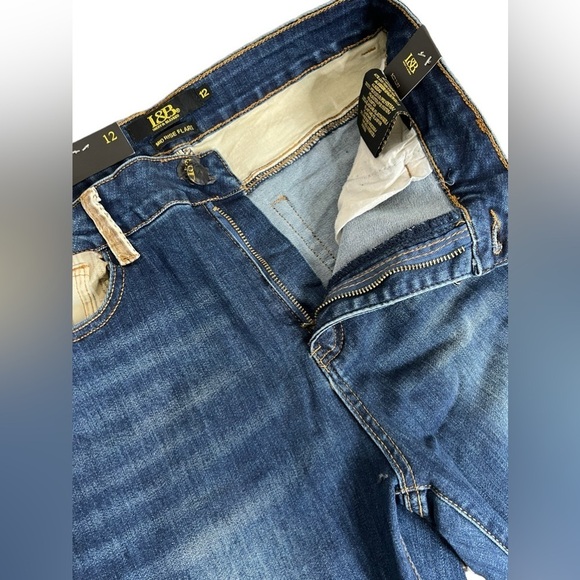 Lucky & Blessed Women’s Brown Aztec Print Cuffed Dark Wash Denim Flare Jeans - Picture 10 of 12